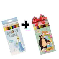 مجموعة أقلام تلوين خشبية بتصميم سنو جيرل + سارة و...