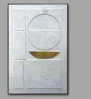 لوحة جدارية بتصميم عصري باللون الذهبي والابيض مقاس...