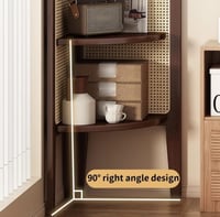 رفوف زاوية خشبية بتصميم مقوس من الراتان