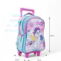 شنطة مدرسية ترولي مع مقلمة بتصميم كرتوني لون وردي...