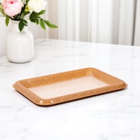 صينية تقديم اكريلك بتصميم مستطيل لون ذهبي مقاس 43...
