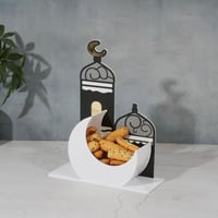 صحن تقديم الحلوى شكل هلال بتصميم تراثي باللون الاب...