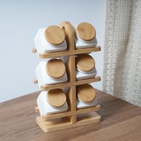 طقم علب بهارات مع استاند لون ابيض و بيج - 7 حبات