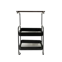 ستاند ترولى معدن x خشب للتخزين 3 دور باللون الأسود...