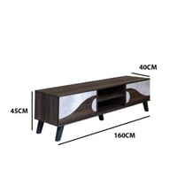 طاولة تلفزيون خشبية مودرن بلون بني مع وحدات تخزين...