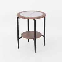 طاولة خدمة خشب بقواعد معدن باللون البني مقاس 45x55...