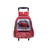 شنطة ترولي مدرسية بتصميم سيارات لون احمر مقاس 13 ا...