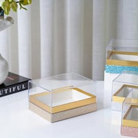 علب هدايا مستطيل بلاستيك جوده عاليه لون ذهبي - 1 ح...