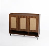 خزانة احذية بتصميم مميز بلون بني وبيج بمقاس 100x33...