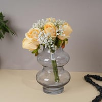 فازة زجاج بتصميم اسطواني مميز لون اسود شفاف مقاس 1...