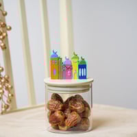 برطمان زجاج بغطاء مزخرف للتقديم والتخزين ارتفاع 18...