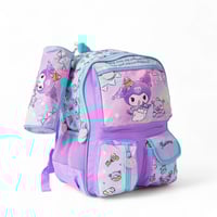 شنطة ظهر مدرسية مع مقلمة بتصميم كرتوني لون بنفسجي...