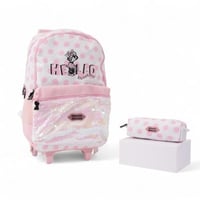 شنطة مدرسية ترولي مع مقلمة بطبعة ميني ماوس وتوتر ل...