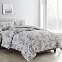 مفرش سرير مايكروفايبر 4 قطع لون عاجي وبني مقاس 260...