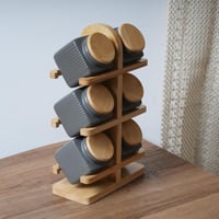 طقم علب بهارات مع استاند لون رمادي و بيج - 7 حبات