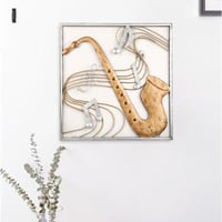 لوحة جدارية حديد بشكل ساكسفون و نوتات موسيقية مقاس...