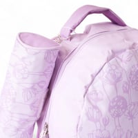 شنطة مدرسية بنفسجية للبنات بتصميم ورود ناعم ومقلمة...