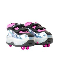 حذاء تزلج جلد بعجلات للاطفال بتصميم مميز لون اسود...