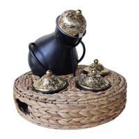 طقم جرة تقديم فول غراس لون خشبي مقاس 37x40x10 سم