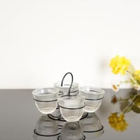 طقم فناجين مع حامل معدن لون اسود مقاس 10x12 سم