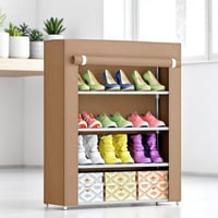 خزانة أحذية قماش 4 رفوف باللون البيج مقاس 108x60 س...