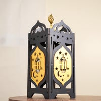 مبخرة بتصميم فانوس باللون الاسود والذهبي مقاس 30 س...