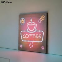 لوحة ديكورية بعبارة مضئ لتميز ركن القهوة لون اسود...