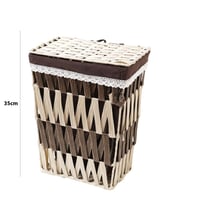 سلة غسيل مستطيلة بتصميم عصري لون بني وبيج مقاس 35...