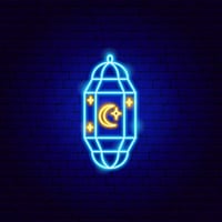 تعليقة جدارية إضاءة نيون بتصميم فانوس لون انارة از...