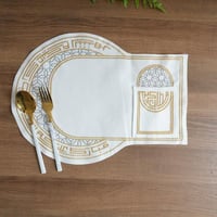 مفرش طاولة طعام مطرّز بتصميم رمضاني ومقاوم للماء و...