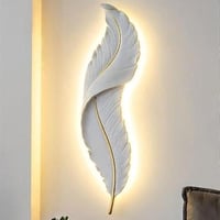 اضاءة جداريه مفرد بتصميم ريشة بلون انارة اصفر لون...
