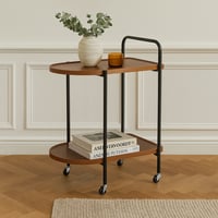 عربة خدمة ترولي خشب لون بني و أسود مقاس 60x40x65 س...