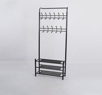 علاقة ملابس معدنية سوداء متعددة الاستخدام مع أرفف...