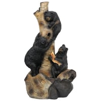 نافورة شكل دببة مع سمك فوق شجرة لون بني و اسود مقا...