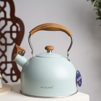 براد شاي استانلس مينت جرين بيد خشب مع صفارة سعة 2....