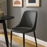 كرسي جلد بقواعد معدن لون رمادي مقاس 40x90 سم