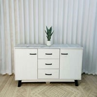 خزانة خشب ب 3 أدراج لون أبيض مقاس 120×38×80 سم