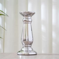 شمعدان سيراميك بتصميم مميز باللون الفضي مقاس 33 سم