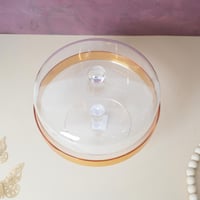 صحن تقديم الكيك بقاعدة وبغطاء لحفظ الحلي لون شفاف...