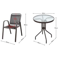 طقم جلسة خارجية حديد X بلاستيك لون بني - 3 حبه