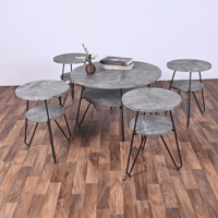 طقم طاولات عصري – تصميم حجري أنيق مع أرجل معدنية ل...