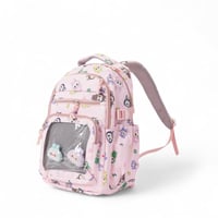 شنطة ظهر مدرسية بتصميم لابوبو لون وردي مقاس 17 انش