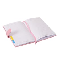 دفتر بغلاف صلب من الجلد الصناعي بلون وردي – 100 ور...