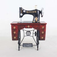 تحفة ديكورية بتصميم الة خياطة ثلاثة ادراج معدن بال...