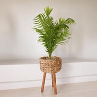 شجرة صناعية بأوراق رفيعة بمركن باللون البني مقاس 1...