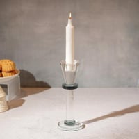 شمعدان زجاج شفاف مقاس 18 سم