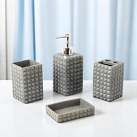 طقم اكسسوارات الحمام سيراميك بتصميم عصري لون رمادي...