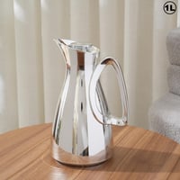 ترمس الشاي والقهوة بتصميم مميز باللون الفضي - 1 لت...