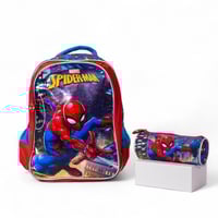 شنطة ظهر مدرسية مع مقلمة بتصميم الرجل العنكبوت لون...