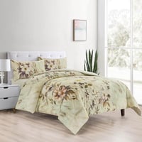 مفرش سرير مايكروفايبر 4 قطع لون بيج مقاس 260x240 س...